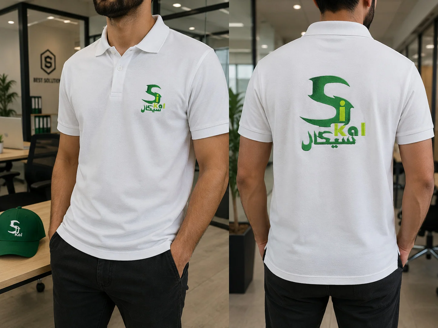 تيشرت بولو نص كم تطريز
